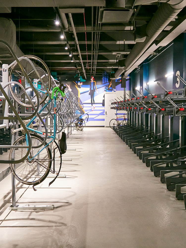 Indoor bicycle hanging storage racks